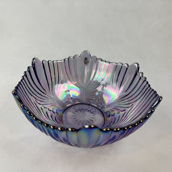 Fenton Other - Fenton Art Glass Purple Amethyst Iridescent Carnival 9" Bowl‎ w/ Sticker